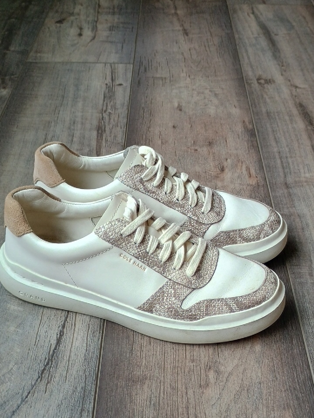 Cole Haan Cream & Taupe Women's Leather Sneakers